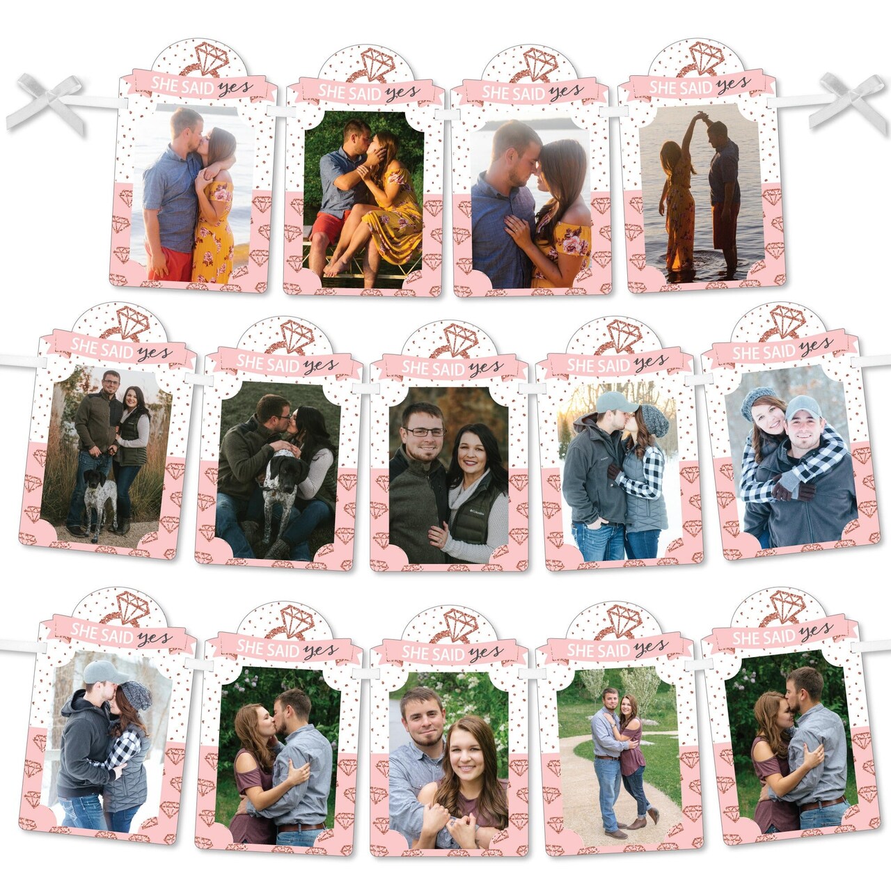 Big Dot of Happiness Bride Squad - DIY Rose Gold Bridal Shower or Bachelorette Party Decor - Picture Display - Photo Banner